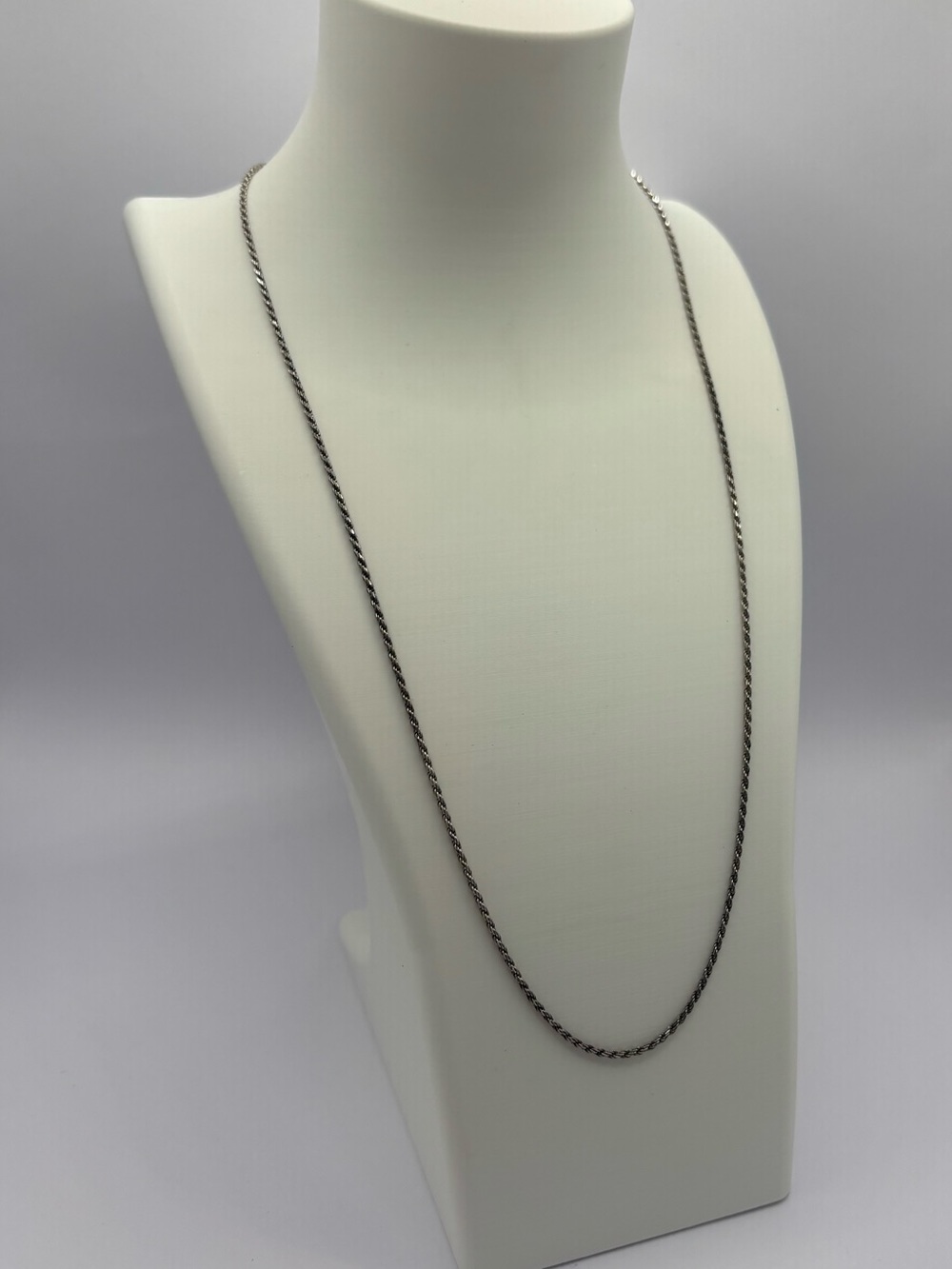 925 Sterling Silver Rope Chain Necklace 20" 1.37mm 3.76g Italy Lobster Clasp